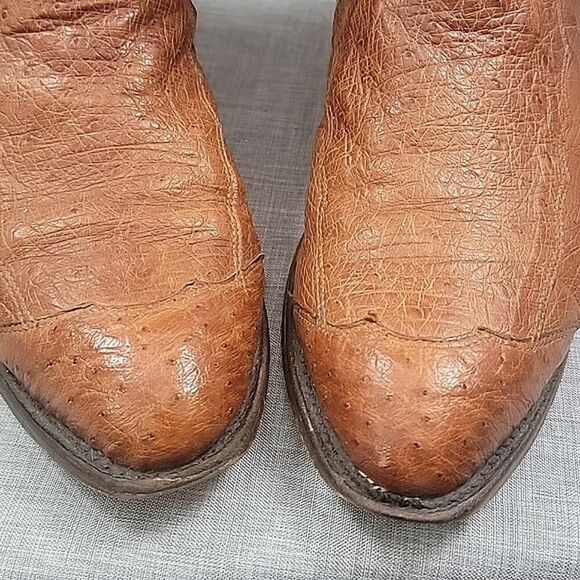 Boulet Western Boots Smooth Brandy Ostrich 1514 Brown / Tan Leather Men\'s 10E main image 8